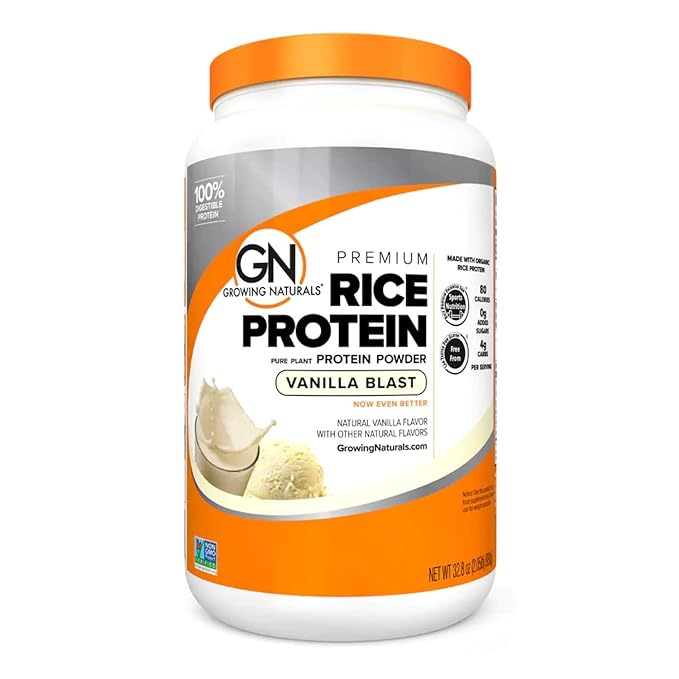 Growing Naturals Vanilla Rice Powder 15g 2.8G BCAA, (2 Pound 1))