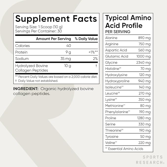 Sports Research­® Organic Collagen Peptides 30 Servings