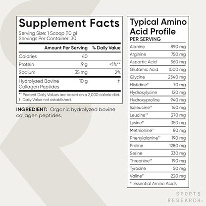 Sports Research­® Organic Collagen Peptides 30 Servings