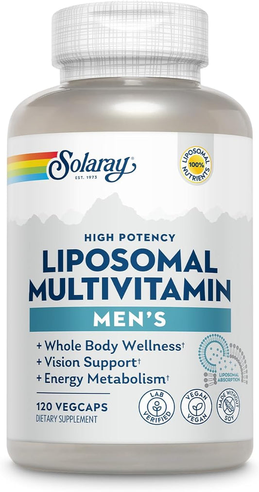 Solaray Liposomal Multivitamin for Men, Enhanced D3, C, B12, Zinc, 60 Serv, 120 VegCaps
