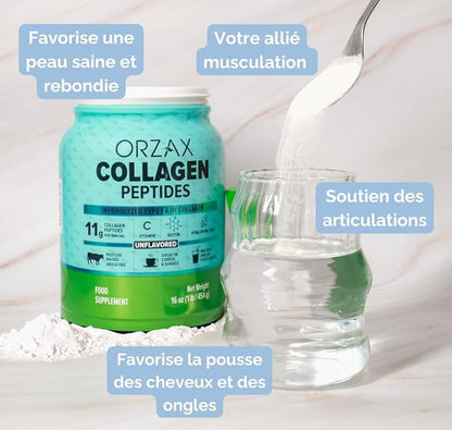 ORZAX Collagen Peptides Powder, 11g Collagen, 16 oz