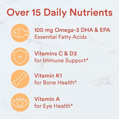 SmartyPants Kids Multivitamin Gummies: Omega 3 D3, C, B12, B6, B6, Vitamin 120 Count (30 Day