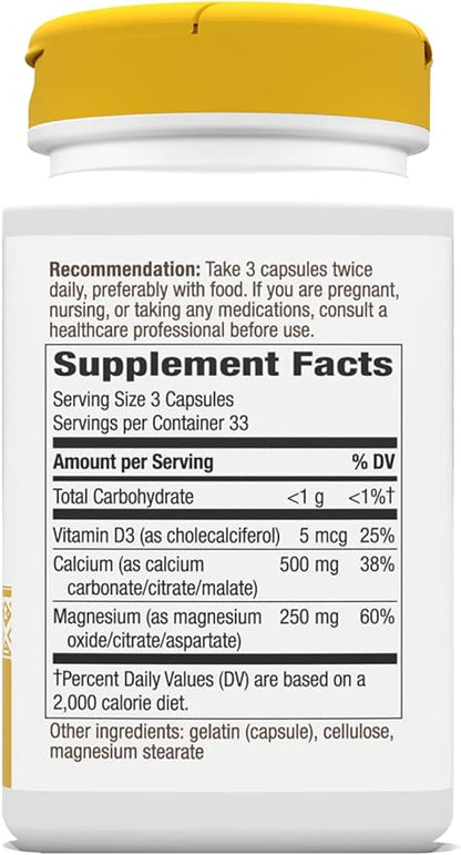 Nature's Way Calcium-Magnesium-Vitamin D Capsules, Supports 100 Capsules