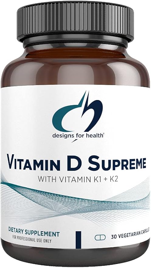 Designs for Health Vitamin D Supreme 5000 IU 2000mcg Vitamin MK4 for D3 Enhanced (30 Capsules)