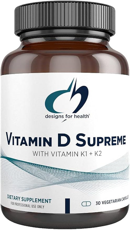 Designs for Health Vitamin D Supreme 5000 IU 2000mcg Vitamin MK4 for D3 Enhanced (30 Capsules)