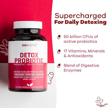 GOBIOTIX Probiotic Supplement with Digestive Enzymes 50 Billion 60 Capsules