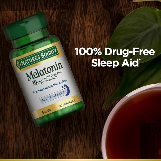 Nature's Bounty Melatonin, 100% Drug-Free Sleep 10 mg, 60 Count