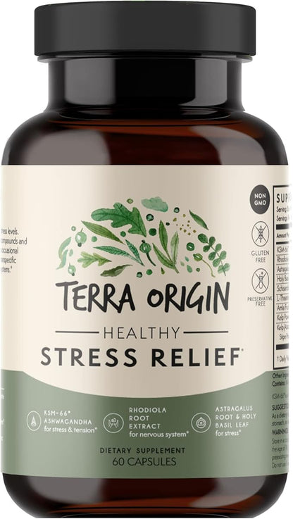 TERRA ORIGIN Healthy Stress Relief Capsules 60 Capsules KSM-66 Organic