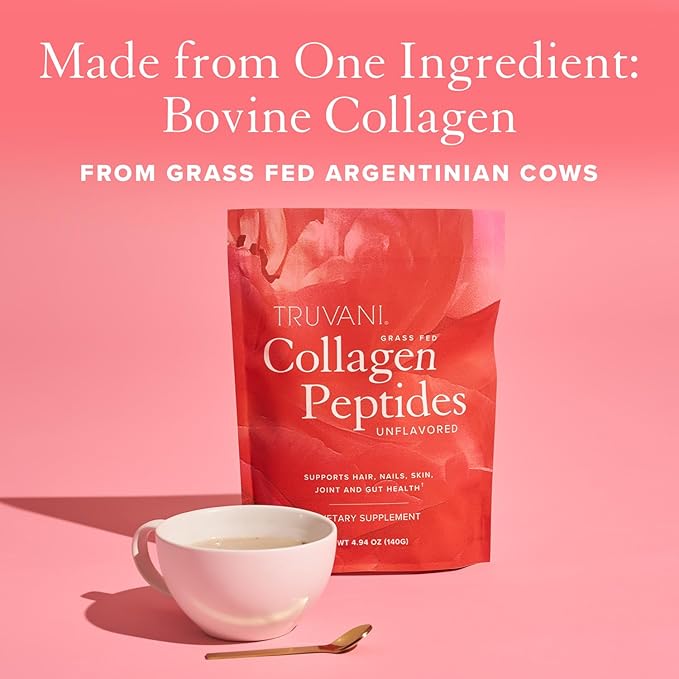Truvani Hydrolyzed Collagen Peptides 7 Servings 20g Grass-Fed