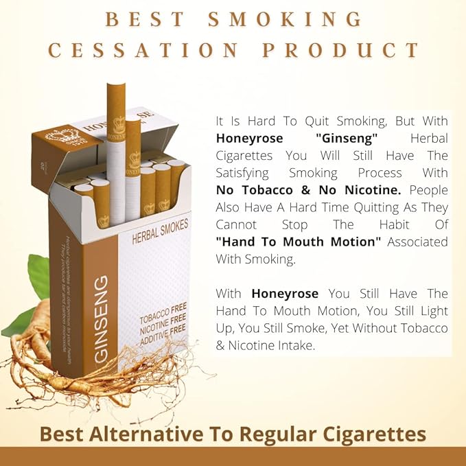 Honeyrose Ginseng Herbal Cigarettes,Tobacco & Nicotine