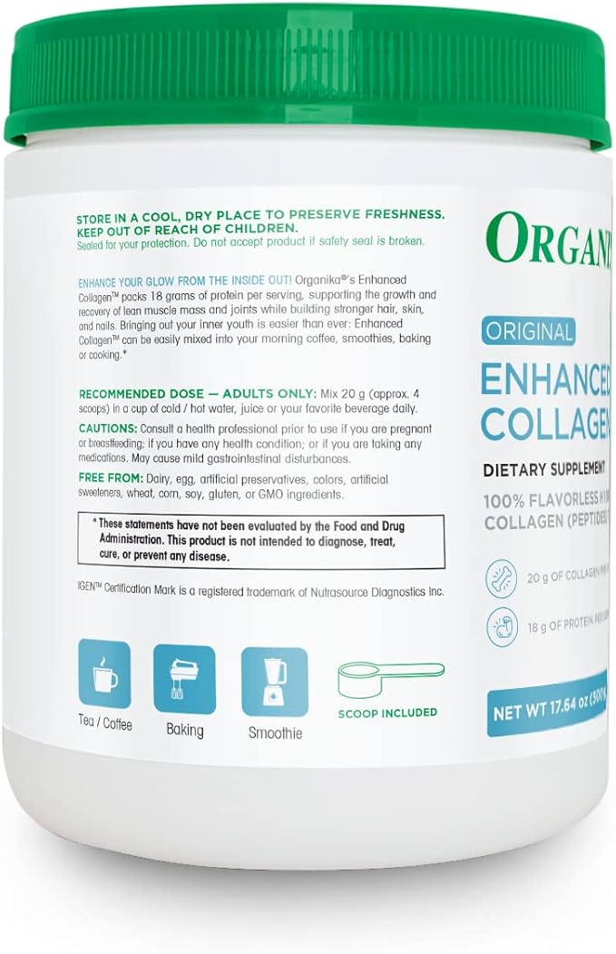 Organika Enhanced Collagen Peptides Protein Powder 17.64 oz