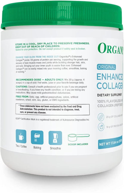 Organika Enhanced Collagen Peptides Protein Powder 17.64 oz