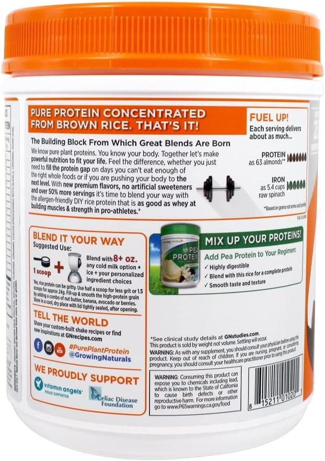 Organic Premium Rice Protein Powder, Chocolate 16.8 Ounce