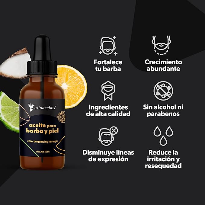 Beard and Skin Oil 30ml - 100% Natural and Organic with MCT Coconut, Bergamot, Vitamin E - Stimulates Growth, Deep Hydration, Softens and Strengthens - Cedar Scent