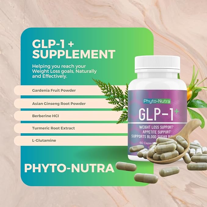 GLP-1 + (60 Capsules 1 Bottle) Vegan, Natural Supplement, Lab Tested, Weight Loss, Satisfy Hunger, Non-GMO, Gluten Free, GLP 1, GLP1