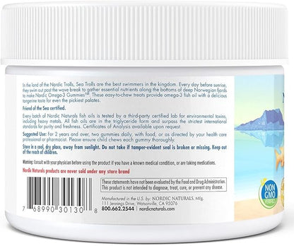 Nordic Naturals Nordic Omega-3 Gummies, Tangerine 60 Gummies 82 mg Omega-3s with 30 Servings