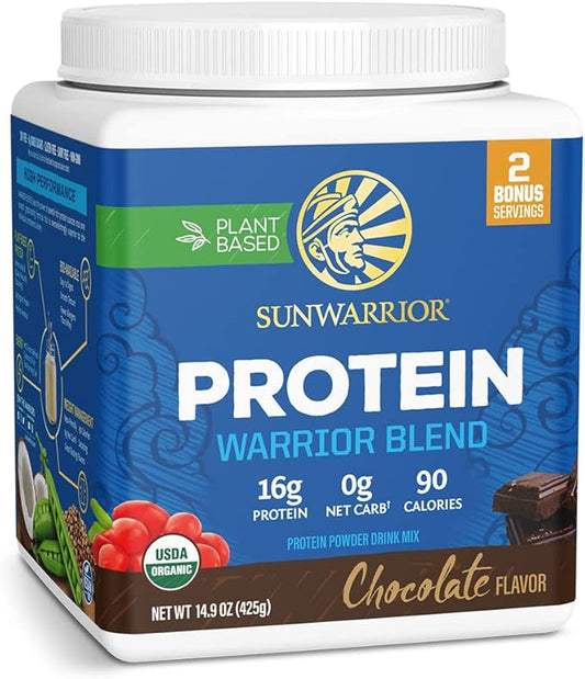 Sunwarrior Vegan Protein Powder Plant-Based USDA Organic | BCAA Amino Acids Hemp Seed | Keto Friendly Soy, Dairy, Gluten, & Synthetic Free Non-GMO | Chocolate 17 Servings 16g
