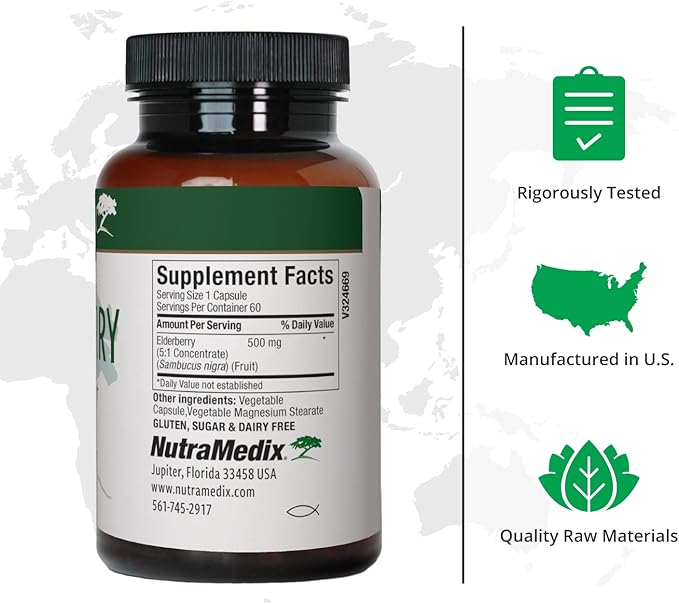 NutraMedix Elderberry Antioxidants Supplement Capsules 500mg (60 Capsules)