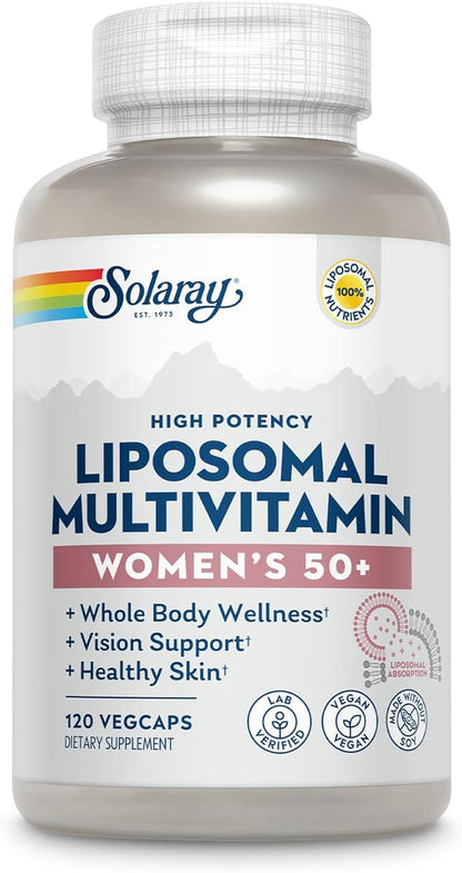 Solaray Liposomal Multivitamin for Women 50 B12, Biotin 60 Servings, 120 VegCaps
