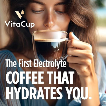 VitaCup Hydration Coffee Packets, The First Coffee That Hydrates You w/Electrolytes, Coconut Water, Pink Himalayan Salt, Magnesium, Medium Roast, Instant Coffee in Single Serve Sticks, 10 Ct
