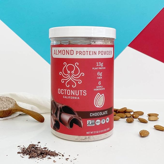 Chocolate Almond Protein Powder, 21 Ounce, 13g Plant 17 Servings