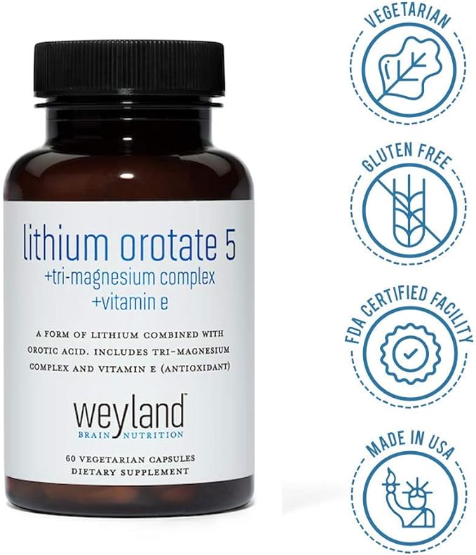 Lithium Orotate 5mg + Tri-Magnesium Threonate, 60 Vegetarian
