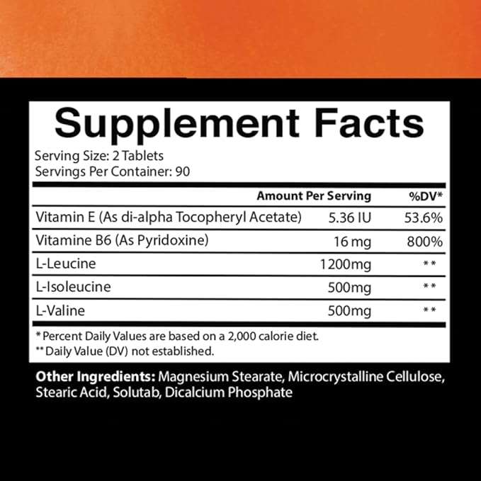 Angry Supplements BCAA Amino Acid Complex B6, and (1-Bottle 180ct) 180ct)