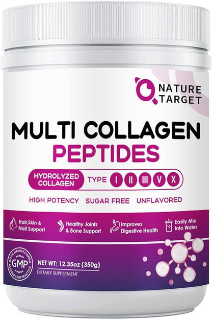 NATURE TARGET Multi Collagen Peptides Powder 35 Servings