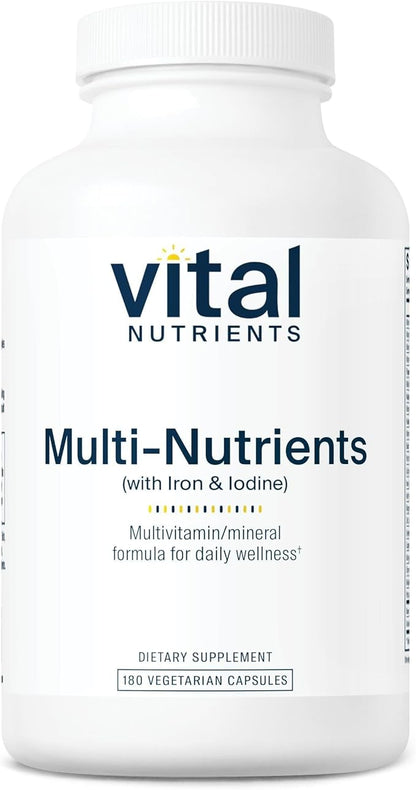 Vital Nutrients Multi-Nutrients with Iron and Iodine | Vegetarian Multivitamin and Mineral Supplement with Iron | Gluten, Dairy, Soy Free | Non-GMO | 180 Capsules
