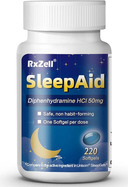 Sleep Aid, Diphenhydramine HCl 50mg, 220 Softgels