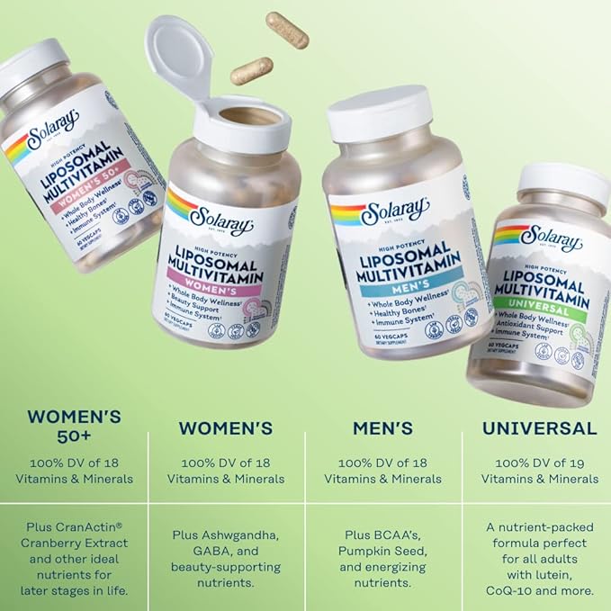 SOLARAY Liposomal Multivitamin for Men & B-12, Odor 30 Servings, 60 VegCaps