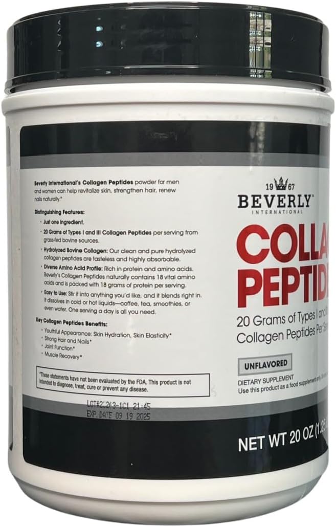 Beverly International Collagen Peptides Protein Powder. 18 grams 20 oz.