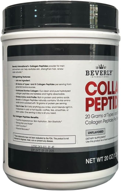 Beverly International Collagen Peptides Protein Powder. 18 grams 20 oz.