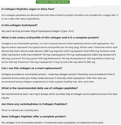Orgain Hydrolyzed Collagen Peptides Powder 20g Grass 1lb