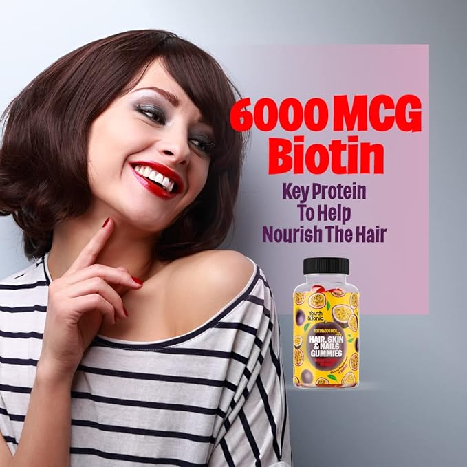 70 Hair Gummies Biotin 6000mcg Collagen 400mcg Vitamin