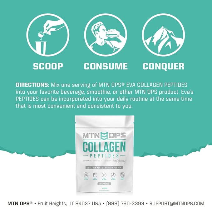 MTN OPS Collagen Peptide Protein Powder 20g Unflavored 30 Servings, 21.2 Ounce
