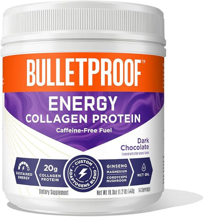 Bulletproof Dark Chocolate Energy Collagen Protein, 19.3 Ounces,