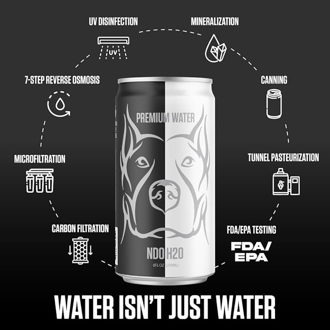 NO DAYS OFF Premium Still Water 8.4oz - Purified Reverse Osmosis Canned Drinking Water with Electrolytes, Alkaline pH Balance & Essential Minerals (Pack of 24)