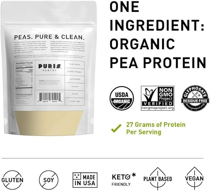PURIS® Organic Pea Protein Powder, 100% 2 LB