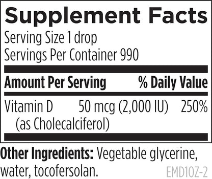 Designs for Health 2000 IU Vitamin Emulsi-D3 Emulsified D3, Highly D3 Drops 2000 IU (1000 Servings 1 Ounce)