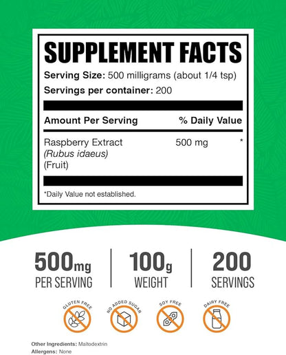 BulkSupplements.com Raspberry Extract Powder - Antioxidants Supplement - Raspberry Powder - Dried Raspberries Extract - Antioxidant Powder - Dried Fruits Powder (100 Grams - 3.5 oz)