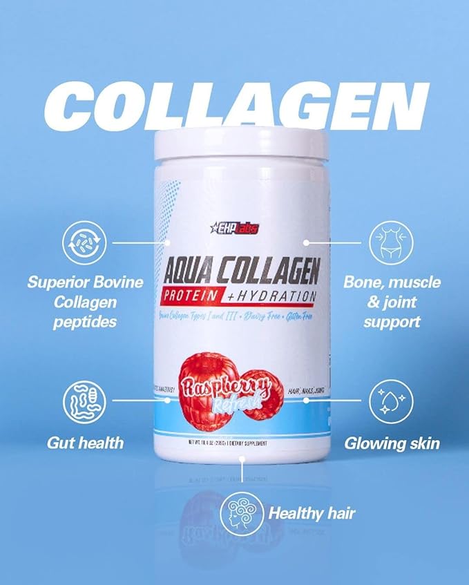 EHP Labs Aqua Hydrolyzed Collagen Peptides Powder 10g of 24 Servings