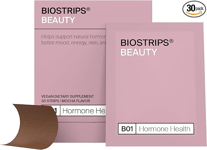 BIOSTRIPS® Hormone Health - Hormone Health for Women - Oral Supplement Strips - 4-in-1 Hormone Harmony - Supports Energy, Skin, Sleep, Hot Flashes - Chasteberry, L-Theanine, Ginseng, Maca Root - 30ct