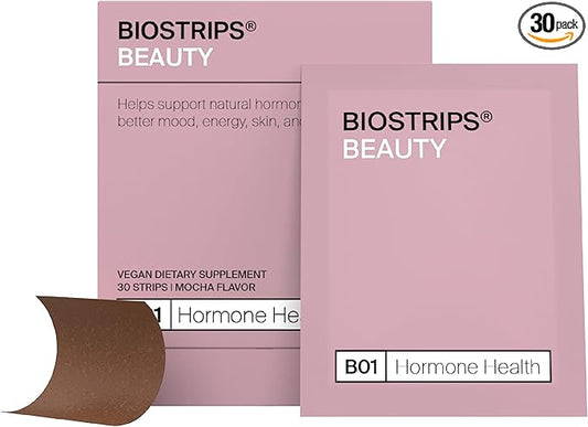 BIOSTRIPS® Hormone Health - Hormone Health for Women - Oral Supplement Strips - 4-in-1 Hormone Harmony - Supports Energy, Skin, Sleep, Hot Flashes - Chasteberry, L-Theanine, Ginseng, Maca Root - 30ct