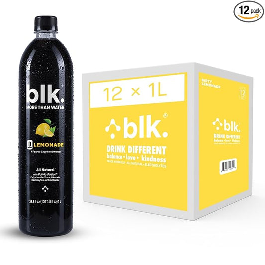 Dirty Lemonade Functional blk. Water Infused with Fulvic Minerals, Essential Amino Acids, Organically Complex Trace Minerals, Alkaline, 1 Liter (Pack of 12)