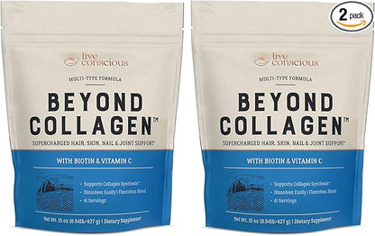 Live Conscious Beyond Collagen Multi Collagen Powder 15oz (2-Pack) (2-Pack)