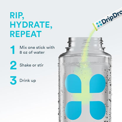 DripDrop Hydration - Zero Sugar Lemon Lime - Electrolyte Drink Mix Single Serve Hydration Powder Packets | Non-GMO, Gluten Free, Vegan | 32 Sticks