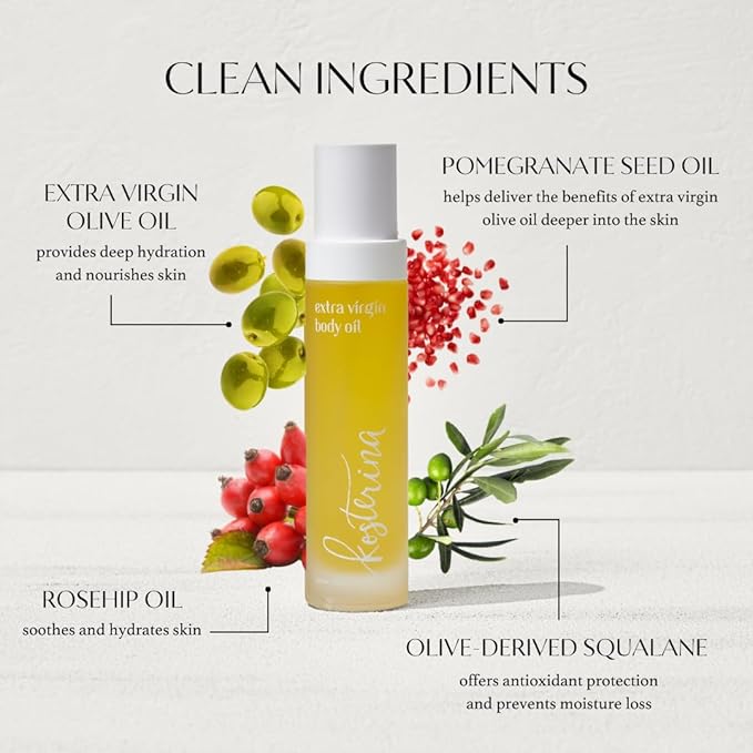 Kosterina - Extra Virgin Body Oil – Clean, Hydrating, All Natural, High Antioxidants, Herb Spice Essential Oil Blend | 3.38oz (100ml)