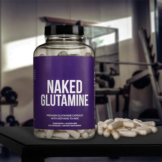 NAKED L-Glutamine Muscle Recovery Capsules, 1000mg, 240 Count,