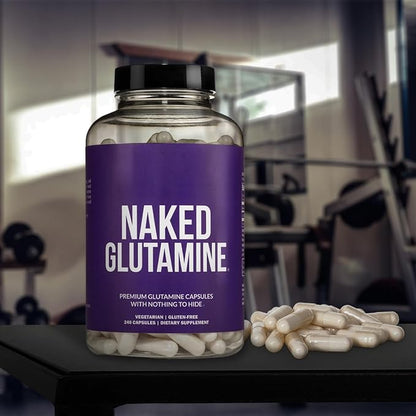 NAKED L-Glutamine Muscle Recovery Capsules, 1000mg, 240 Count,
